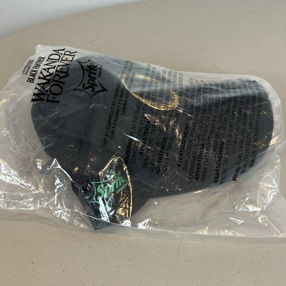 Marvel Wakanda Forever Black Gold Panther Baseball Cap x Sprite Collab Hat - Picture 3 of 8